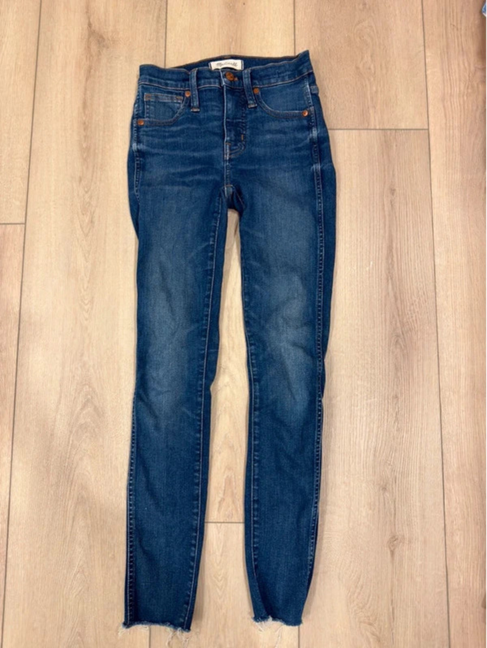 Madewell 9” High-Rise Skinny Jeans Medium Wash Raw Hem Stretch Denim